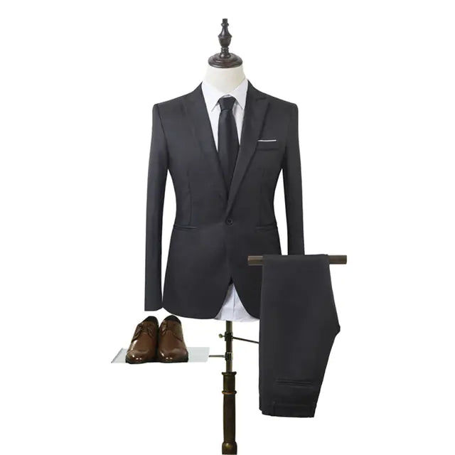 Slim Fit Men's Formal Blazer and Trousers Suit Set