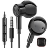 3.5mm Headphones Wired Earbuds for MP3 MP4 Player Airplane Corded Earphones Microphone Volume Control Noise Isolation Plug In Ear Buds Aux Cord Headset Kids School Student for Laptop Computer Black