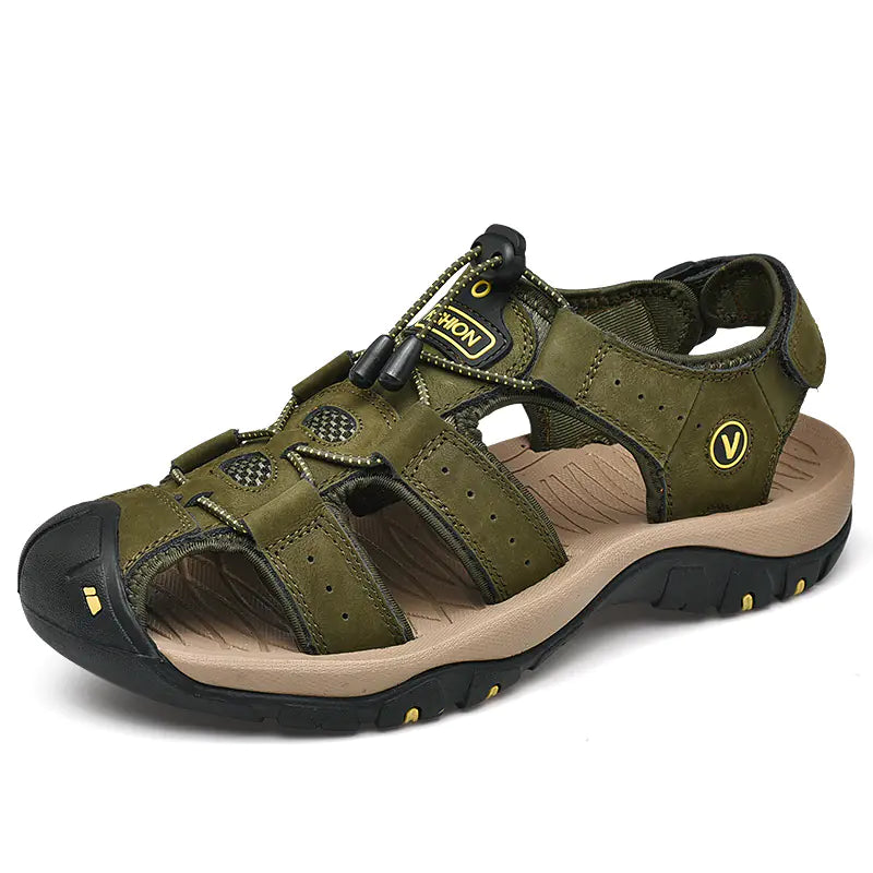 Men's Summer Casual Leather Sandals Size 48