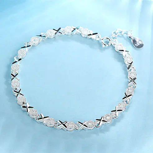S925 Silver Creative Heart XO Bracelet for Women