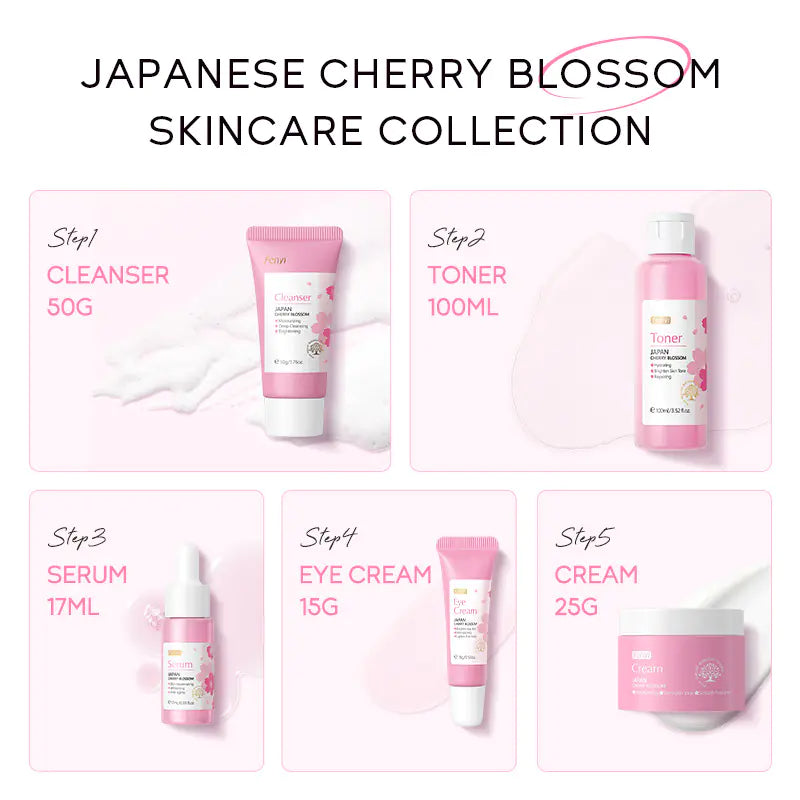 Japan Sakura Skincare Set - 5 Piece Face Care Kit