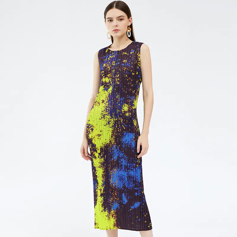 2024 Summer Slim Fit Starry Print Sleeveless Dress