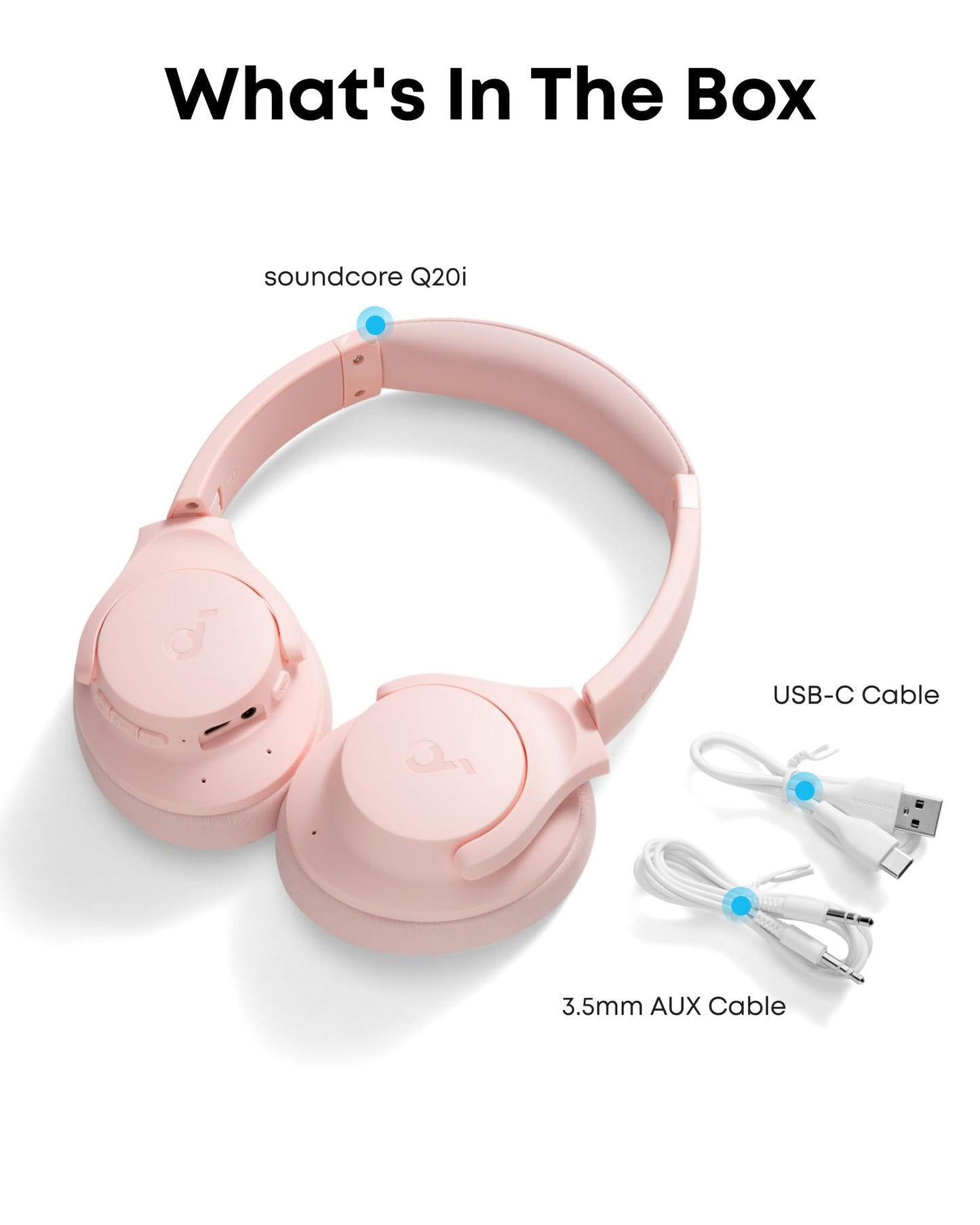 Soundcore by Anker Q20i Hybrid Active Noise Cancelling Headphones, Wireless Over-Ear Bluetooth, 40H Long ANC Playtime, Hi-Res Audio, Big Bass, Customize via an App, Transparency Mode