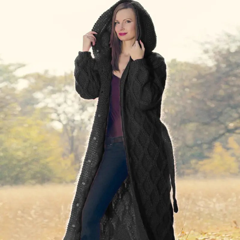 2020 Women's Oversized Knit Cardigan with Hood