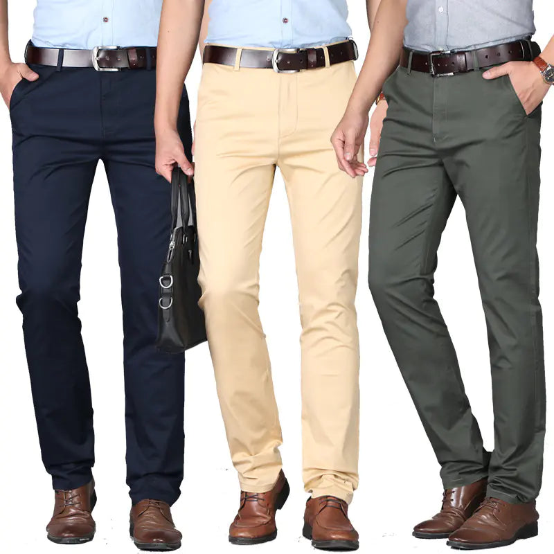 Men's Casual Summer Pants - Slim Fit Stretch Cotton
