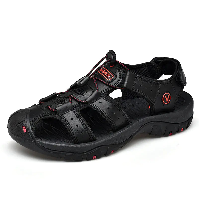 Men's Summer Casual Leather Sandals Size 48