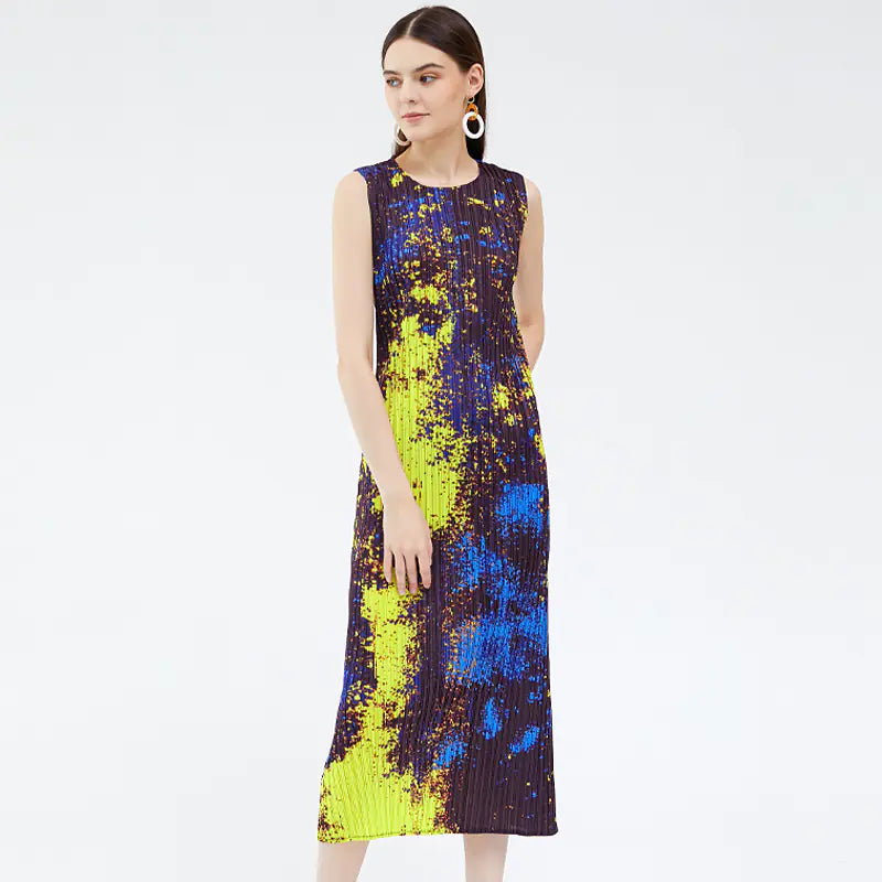 2024 Summer Slim Fit Starry Print Sleeveless Dress