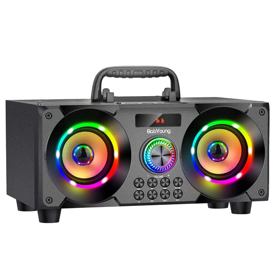 60W Portable Bluetooth Speaker with Subwoofer Heavy Bass Wireless Speakers Bluetooth 5.0 Support FM Radio MP3 Player EQLED Colorful Lights Loud Outdoor Stereo Speaker for Home Party Travel