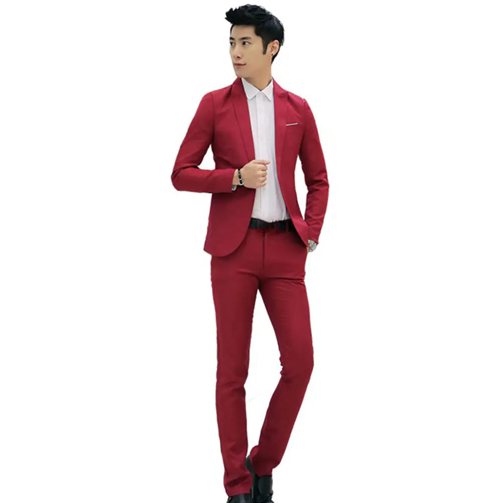Slim Fit Men's Formal Blazer and Trousers Suit Set
