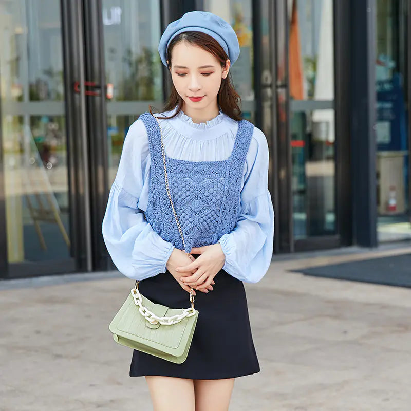Crocodile Pattern Heavy Chain Mini Shoulder Handbag