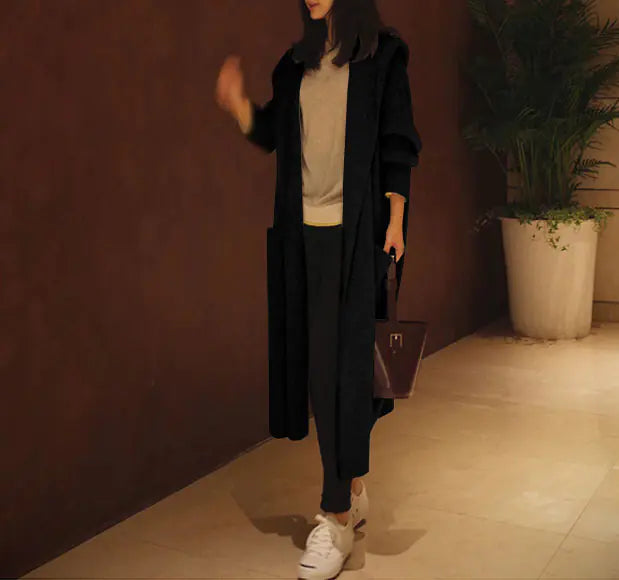 Long Cardigan Sweater for Women with Hood