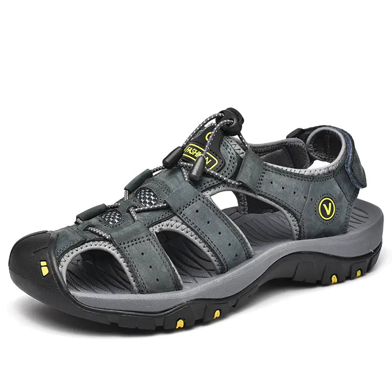 Men's Summer Casual Leather Sandals Size 48