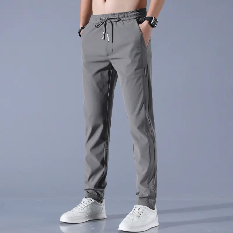 Men's Summer Ice Silk Stretch Casual Straight-Leg Pants