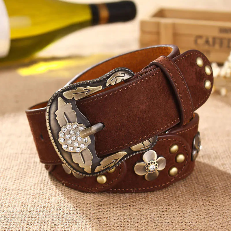 Stylish Women's Wide Waist Belt with Rhinestone Buckle