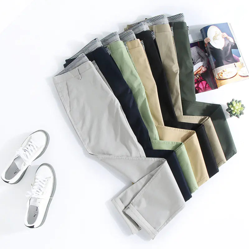 Men's Casual Summer Pants - Slim Fit Stretch Cotton