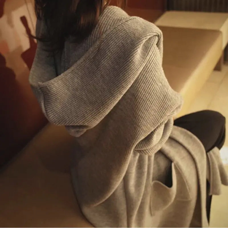 Long Cardigan Sweater for Women with Hood