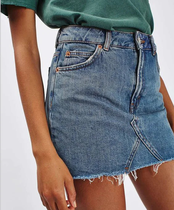 Denim Midi Skirt, A-Line Skirt, Half Skirt