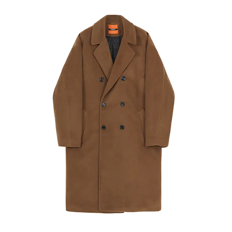 Men's Loose Casual Long Woolen Coat (Korean Style)