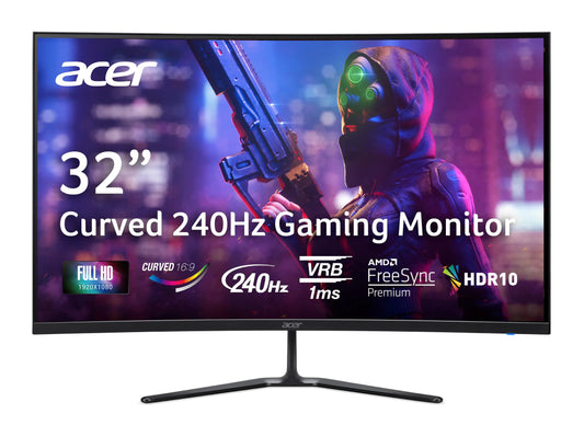 Acer Nitro 31.5" FHD 1920 x 1080 1500R Curved PC Gaming Monitor | AMD FreeSync Premium | 240Hz Refresh | 1ms VRB | VESA Mountable | HDR10 | 1 x Display Port 1.4 & 2 x HDMI 2.0 | ED320Q X2bmiipx