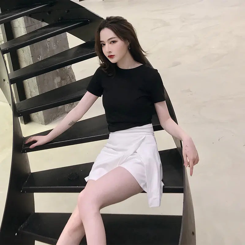 Irregular Split Hem Midi Skirt Pants