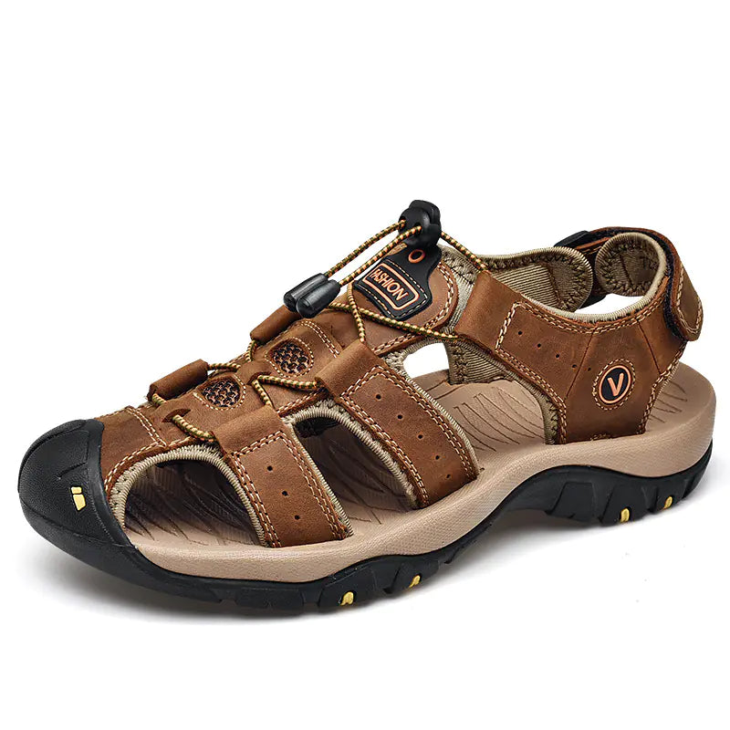 Men's Summer Casual Leather Sandals Size 48