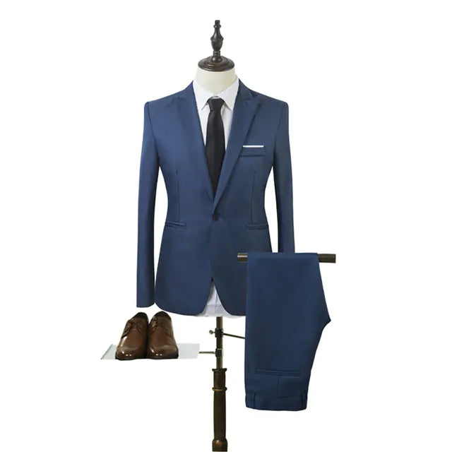 Slim Fit Men's Formal Blazer and Trousers Suit Set