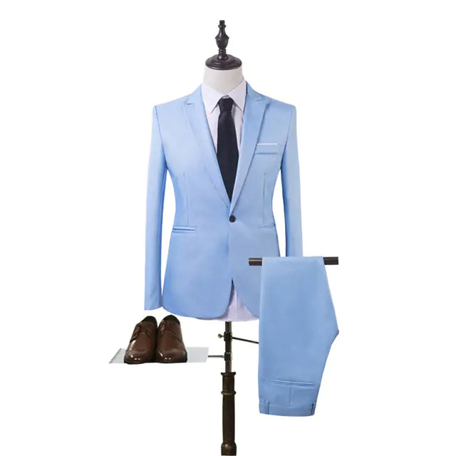 Slim Fit Men's Formal Blazer and Trousers Suit Set