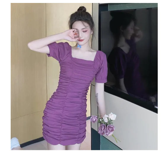 Summer Korean Style Slim Fit Pleated Dress 2020