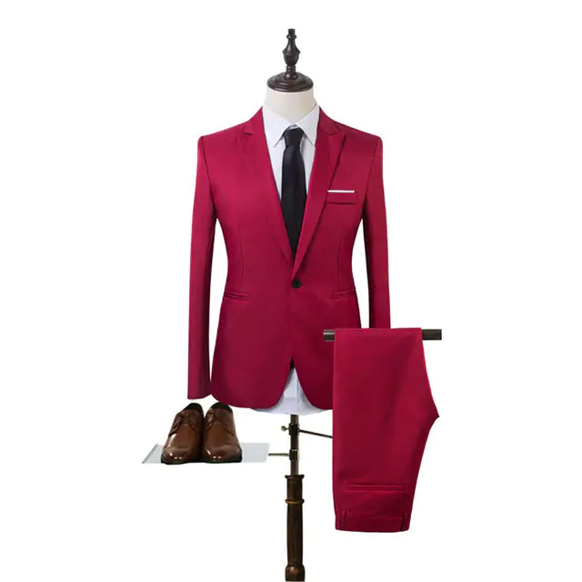 Slim Fit Men's Formal Blazer and Trousers Suit Set