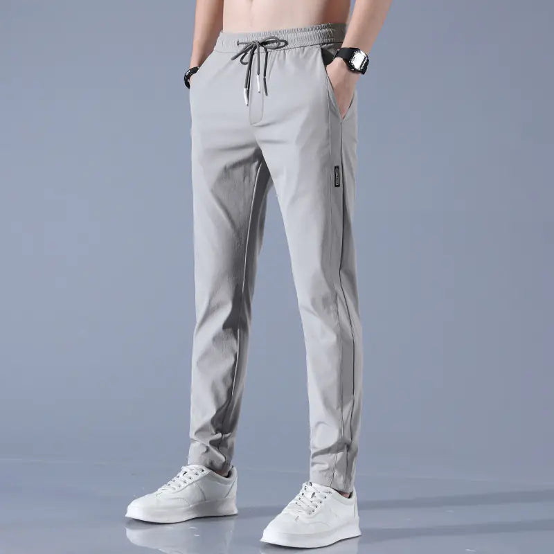 Men's Summer Ice Silk Stretch Casual Straight-Leg Pants