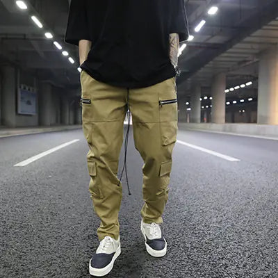 Multi-Pocket Zipper Straight Work Pants and Casual Trousers