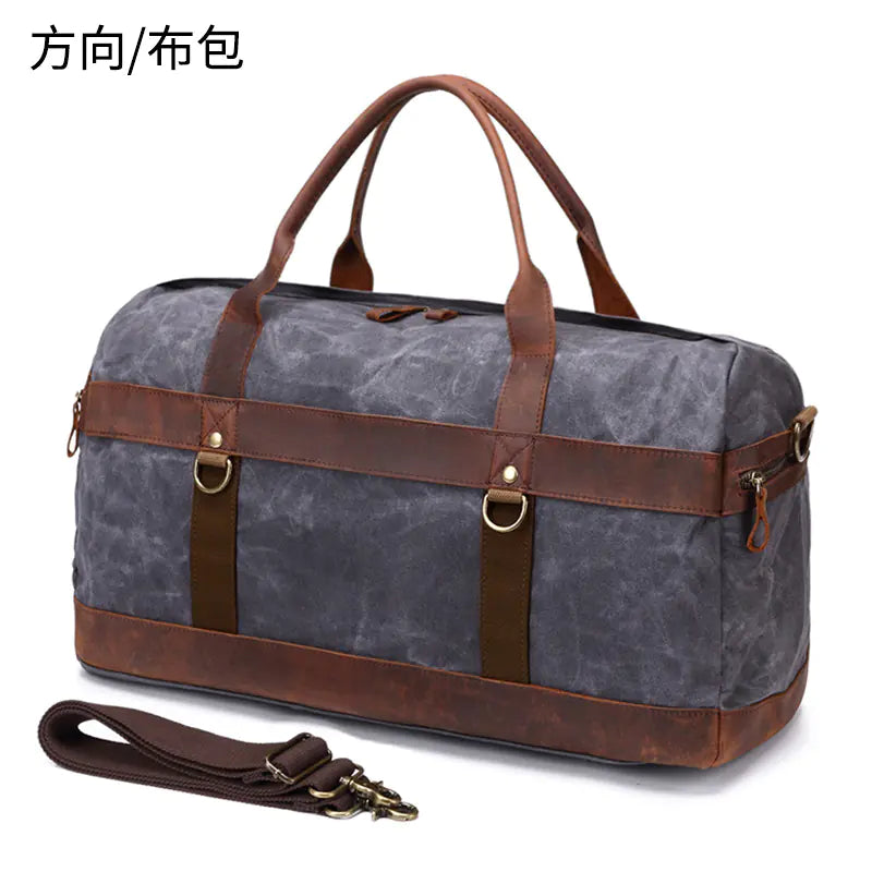 Vintage Waxed Canvas Travel Bag for Camping and Storage