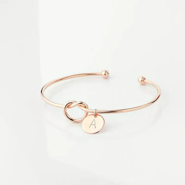 Knot Bracelet, Heart Knot Bracelet, Letter Bracelet