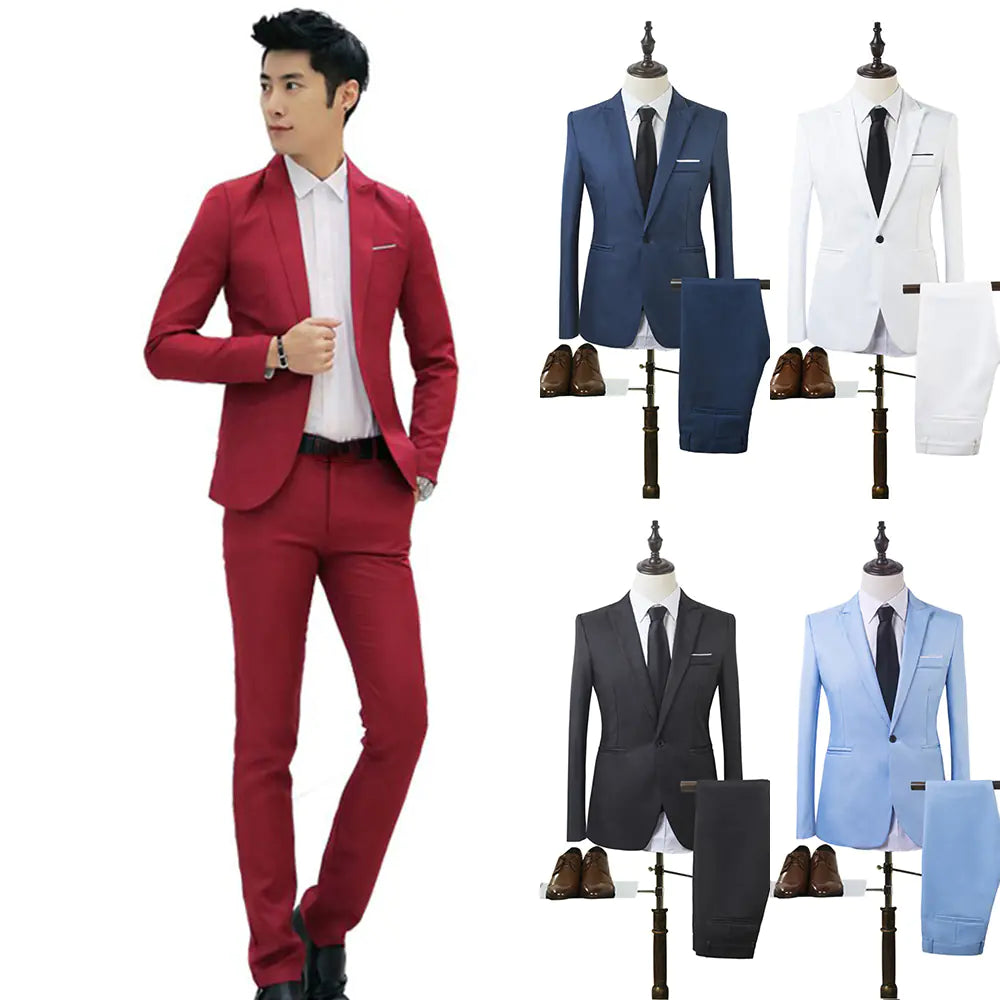 Slim Fit Men's Formal Blazer and Trousers Suit Set