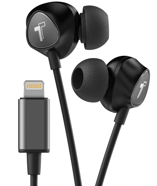 Thore Wired iPhone Headphones with Lightning Connector Earphones - MFi Certified by Apple Earbuds Wired in-Ear Microphone and Volume Remote for iPhone (Black)