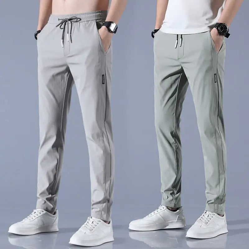 Men's Summer Ice Silk Stretch Casual Straight-Leg Pants