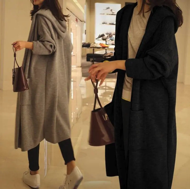 Long Cardigan Sweater for Women with Hood