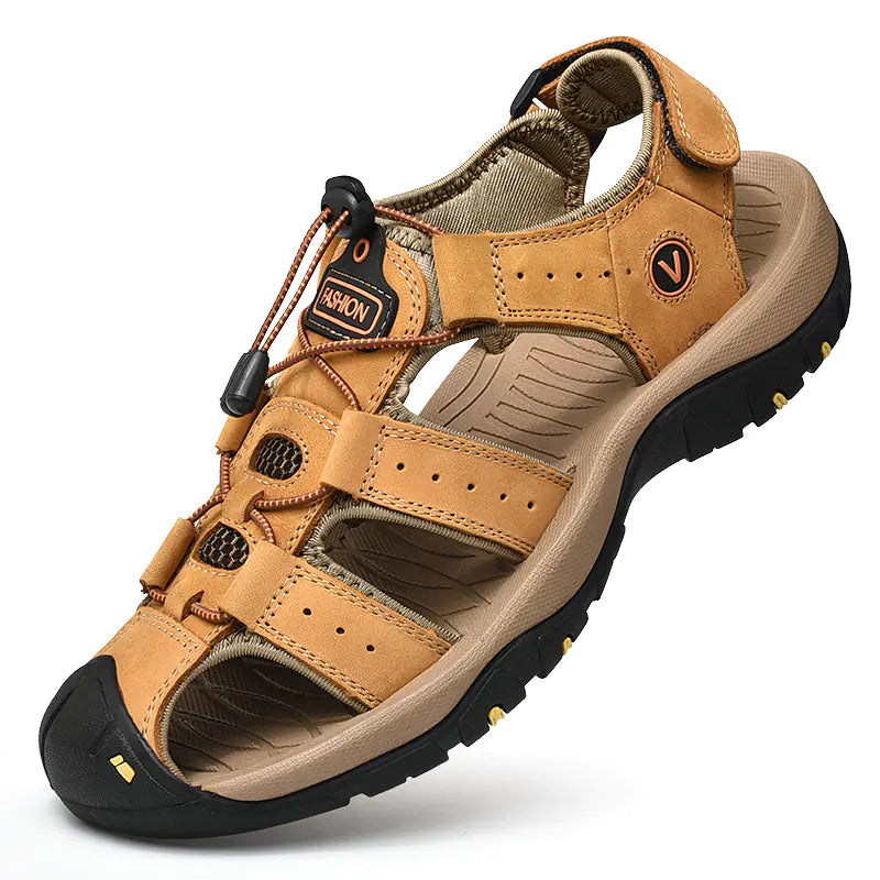 Men's Summer Casual Leather Sandals Size 48