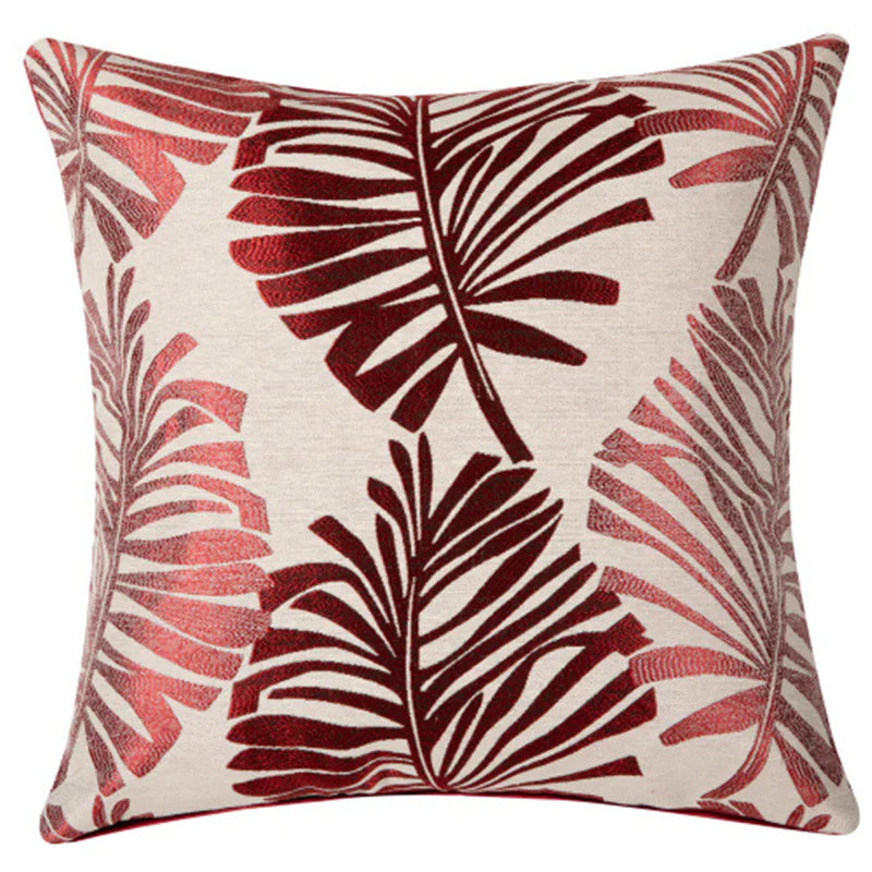 Linen Printed Leaf Cushion Cover