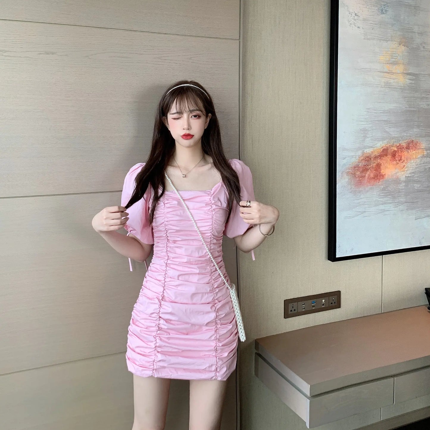 Summer Korean Style Slim Fit Pleated Dress 2020