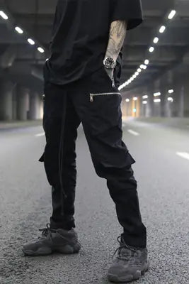 Multi-Pocket Zipper Straight Work Pants and Casual Trousers