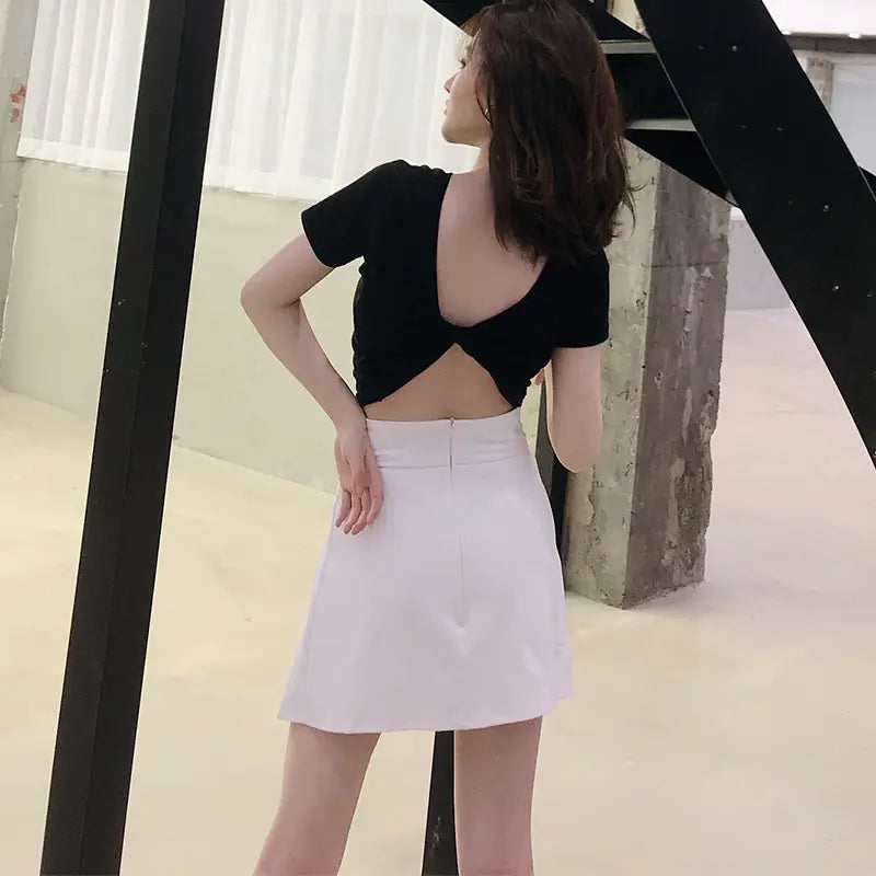 Irregular Split Hem Midi Skirt Pants