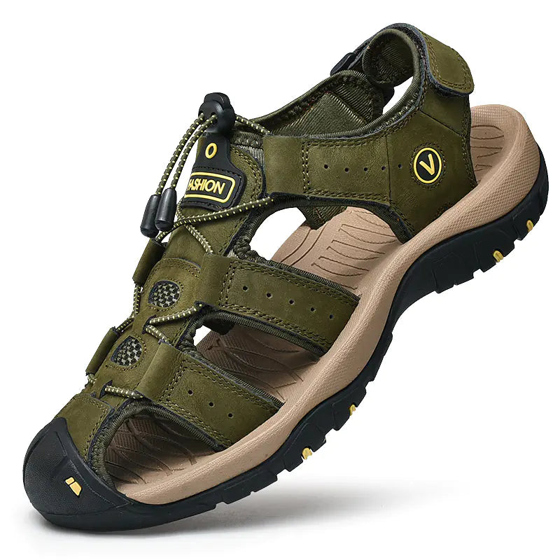 Men's Summer Casual Leather Sandals Size 48