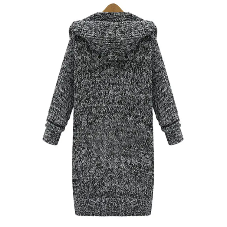 Loose-Fit Knit Cardigan with Hood for Women
