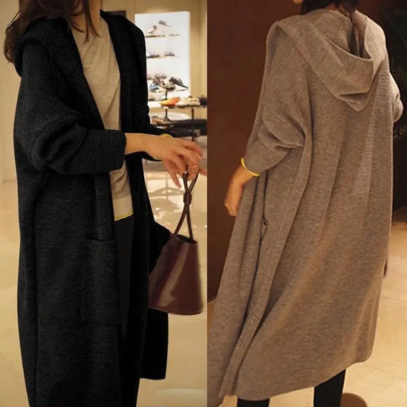 Long Cardigan Sweater for Women with Hood