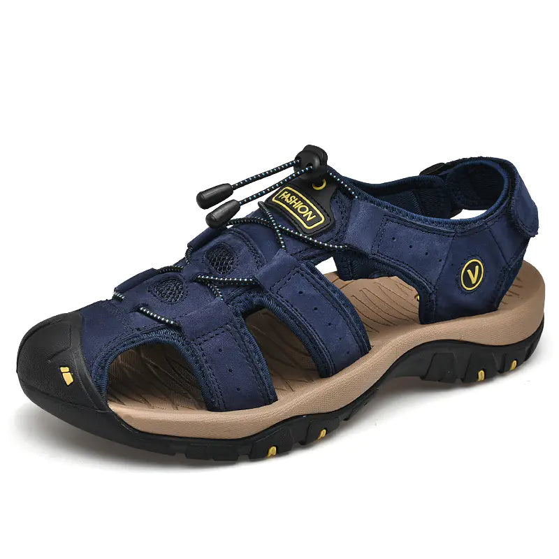 Men's Summer Casual Leather Sandals Size 48