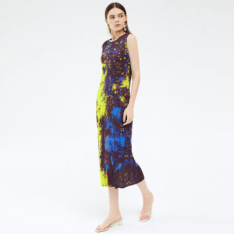 2024 Summer Slim Fit Starry Print Sleeveless Dress