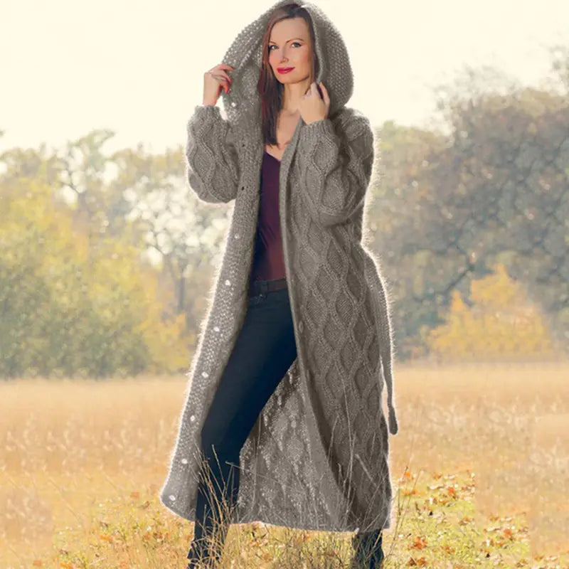 2020 Women's Oversized Knit Cardigan with Hood