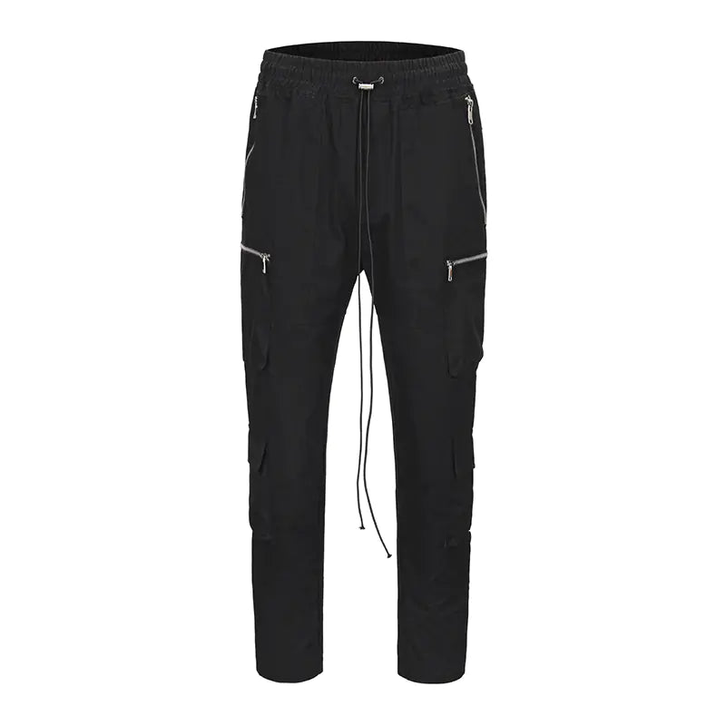 Multi-Pocket Zipper Straight Work Pants and Casual Trousers