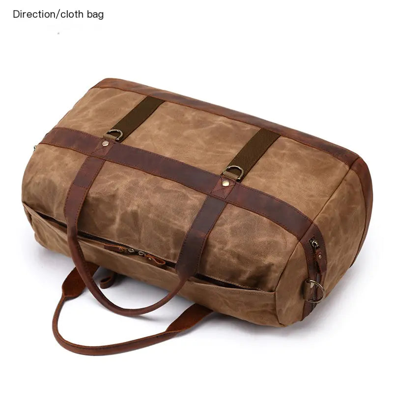 Vintage Waxed Canvas Travel Bag for Camping and Storage
